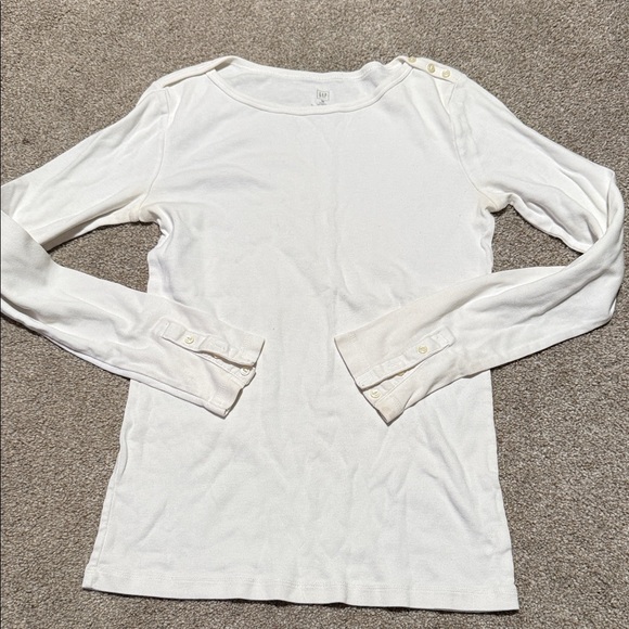 GAP Tops - GAP Cream Long Sleeve Top with Button Accents